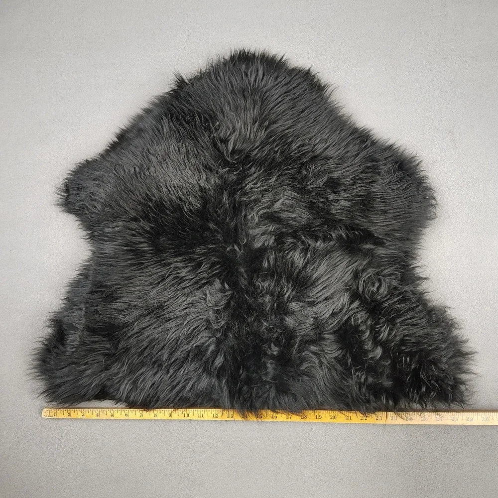Bowron Sheepskin Rug Black Long Wool New Zealand Pelt 28